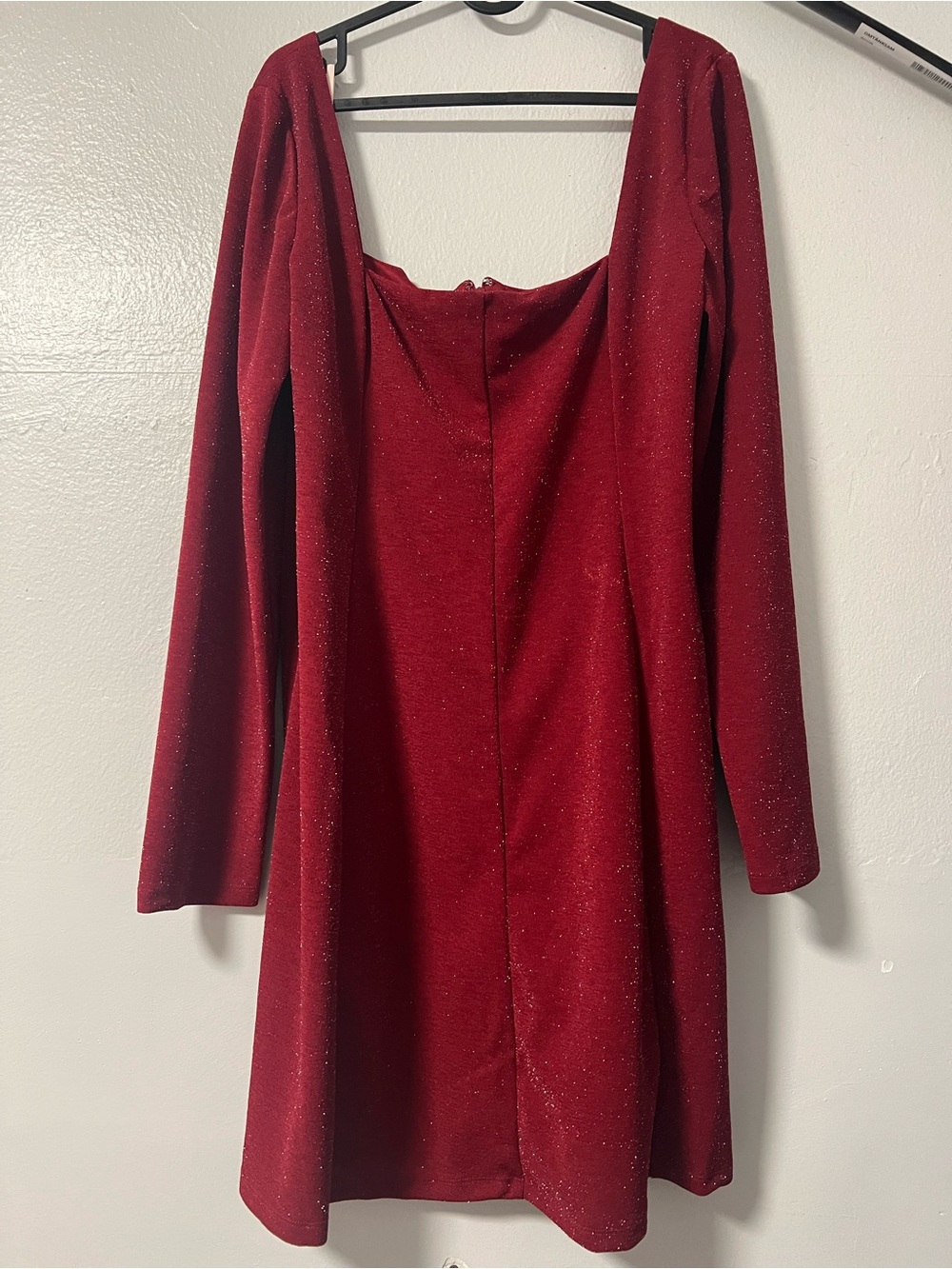 BCBG Red Sparkle Long-Sleeve Mini Dress